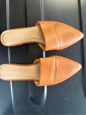 Adams Tan Pointed-Toe Slip-On Mules